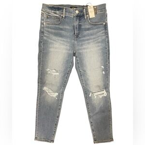 NWT Express Light Wash Cropped Skinny Mid Rise Jeans, Womens 6 Short